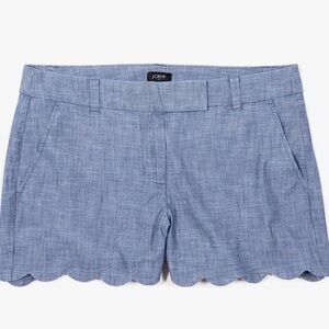 J Crew 4 inch Chambray Short with Scallop edge